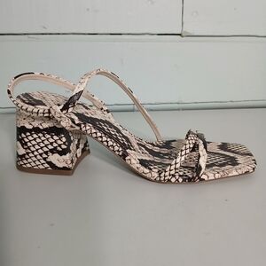 Zara Snakeskin Patterned Block Heel Sandals